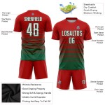 Maillot de football à rayures fines, rouge délavé, sublimation, personnalisé, vert et blanc, Kelly