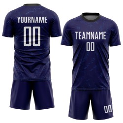 Maillot de football personnalisé à sublimation blanc-noir, violet foncé