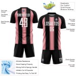 Maillot de football personnalisé à sublimation rose et noir, blanc, taille M