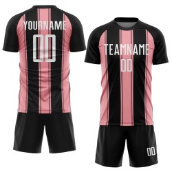 Maillot de football personnalisé à sublimation rose et noir, blanc, taille M