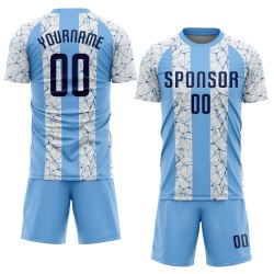 Maillot de football léger personnalisé à sublimation bleu marine et blanc