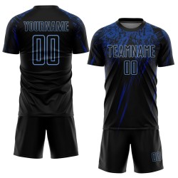 Maillot de football léger personnalisé bleu royal, noir sublimé