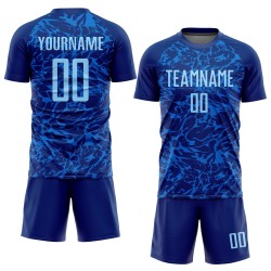 Maillot de football bleu léger à sublimation, maillot royal personnalisé