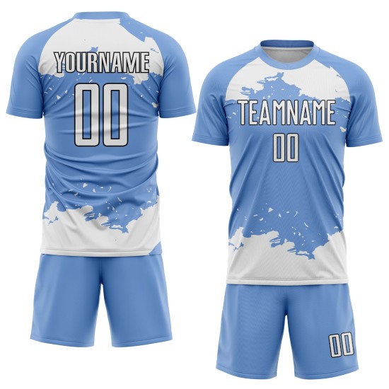 Maillot de football bleu blanc-noir, uniforme léger, motif abstrait, sublimation, personnalisé