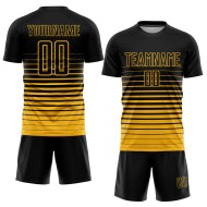 Maillot de football doré à rayures noires, uniforme personnalisé par sublimation