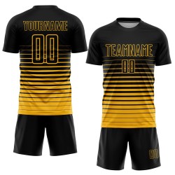 Maillot de football doré à rayures noires, uniforme personnalisé par sublimation