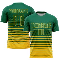 Maillot de football personnalisé à rayures fines, jaune et vert, sublimation tendance, Kelly