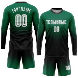 Maillot de football personnalisé à sublimation blanc-noir, uniforme à manches longues vert délavé