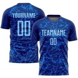 Maillot de football bleu léger à sublimation, maillot royal personnalisé