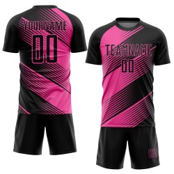 Maillot de football personnalisé à sublimation noire rose