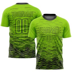 Maillot de football personnalisé à sublimation noir et vert fluo