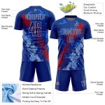 Maillot de football personnalisé Art Blue Splatter, sublimation, Royal Dripping, rouge-clair