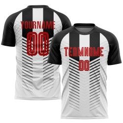 Maillot de football personnalisé par sublimation rouge-blanc-noir