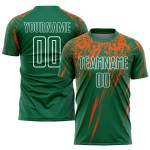 Maillot de football personnalisé Kelly, uniforme vert, orange et blanc, sublimation