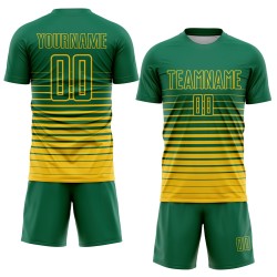 Maillot de football personnalisé à rayures fines, jaune et vert, sublimation tendance, Kelly