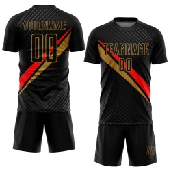 Maillot de football rouge et noir ancien, uniforme diagonal, sublimation personnalisée, or