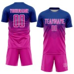 Maillot de football personnalisé à sublimation rose foncé et blanc