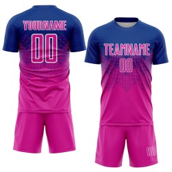 Maillot de football personnalisé à sublimation rose foncé et blanc