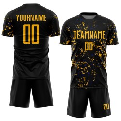 Maillot de football abstrait personnalisé par sublimation, fragment, noir et or, Royal Art Maillot de football abstrait personnalisé par sublimation, fragment, noir et or, Royal Art