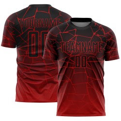 Maillot de football personnalisé à lignes noires, sublimation rouge