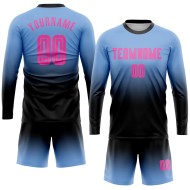 Maillot de football à manches longues, personnalisé, dégradé léger, rose, noir, bleu, mode, sublimation