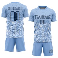 Maillot de football géométrique bleu et noir, uniforme, formes légères, sublimation personnalisée