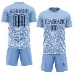 Maillot de football géométrique bleu et noir, uniforme, formes légères, sublimation personnalisée Maillot de football géométrique bleu et noir, uniforme, formes légères, sublimation personnalisée