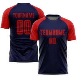 Maillot de football personnalisé à sublimation rouge marine