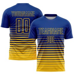 Maillot de football à rayures fines, personnalisé, jaune, dégradé, sublimation, royal