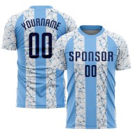 Maillot de football léger personnalisé à sublimation bleu marine et blanc