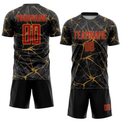Maillot de football personnalisé à sublimation rouge et noir