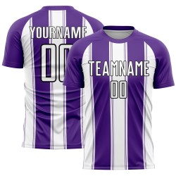 Maillot de football personnalisé violet, blanc et noir, avec sublimation