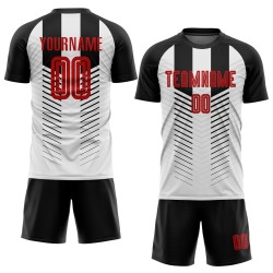 Maillot de football personnalisé par sublimation rouge-blanc-noir