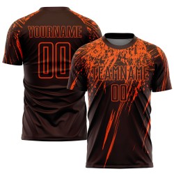 Maillot de football personnalisé à sublimation, uniforme marron, orange